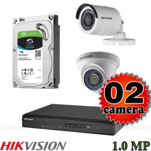 Lắp đặt trọn bộ 2 camera giám sát 1.0M Hikvision