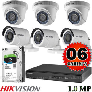 Lắp đặt trọn bộ 6 camera giám sát 1.0M Hikvision