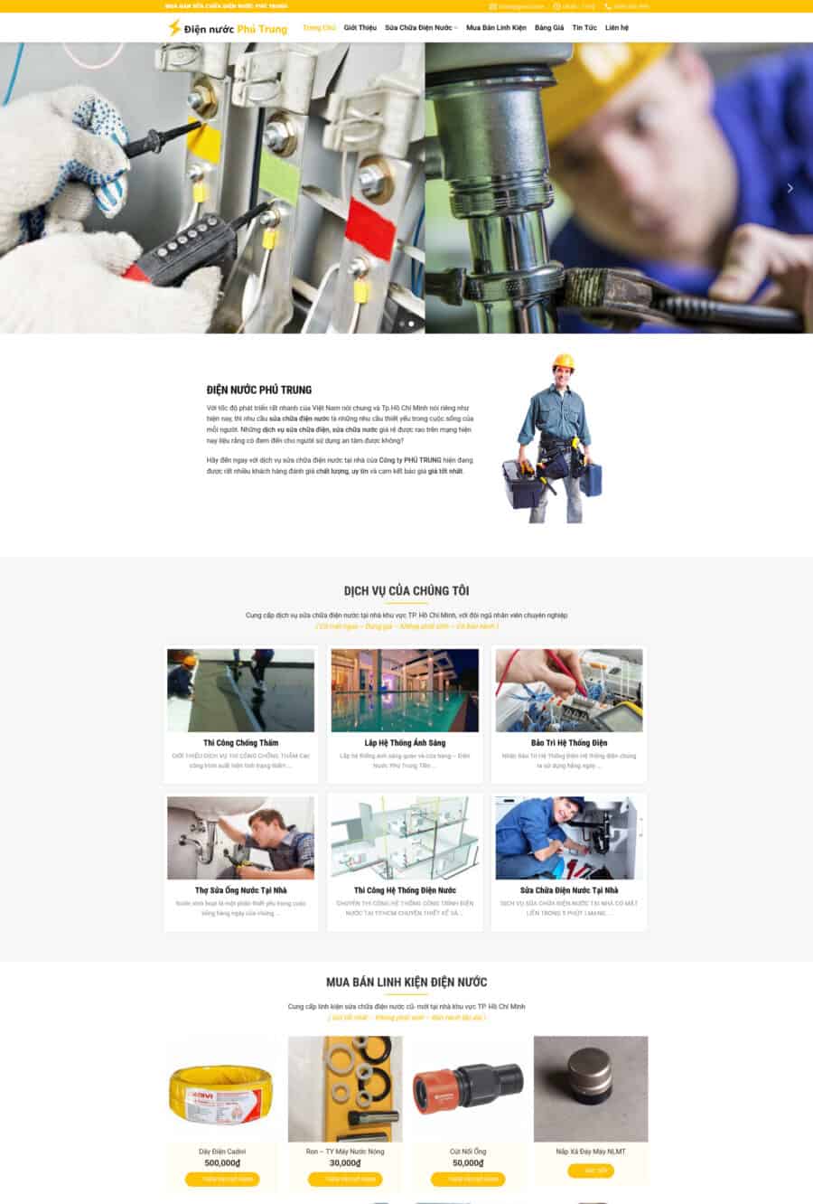 Thiết Kế Website Dịch Vụ Điện Nước