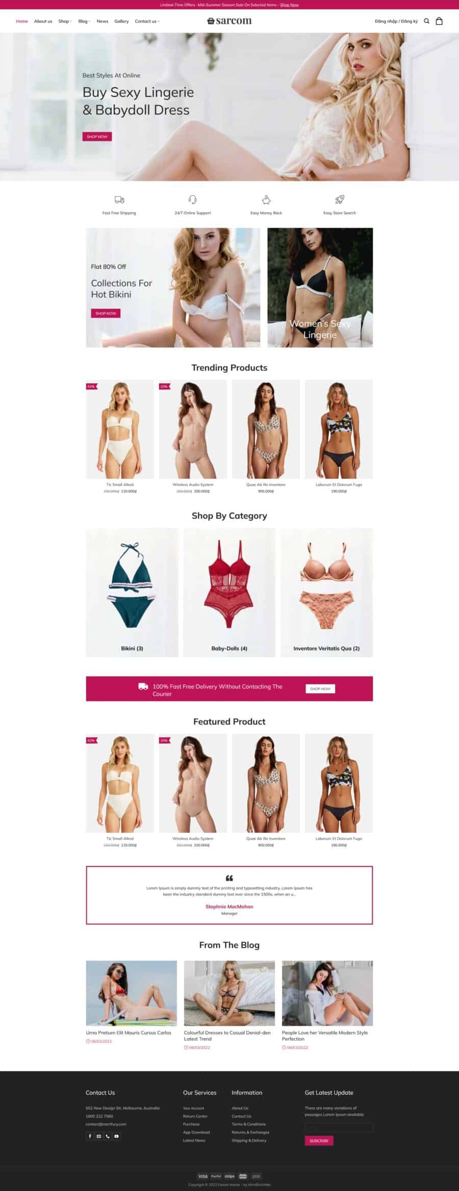 Thiết Kế Website Shop Thời Trang Áo Lót Sexy