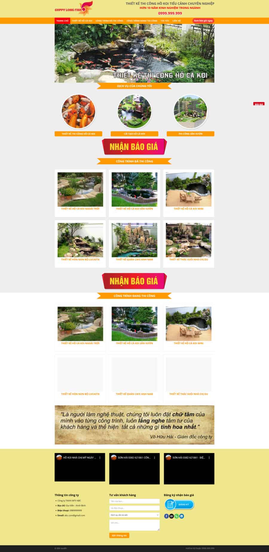 Thiết Kế Website Hồ Cá Koi