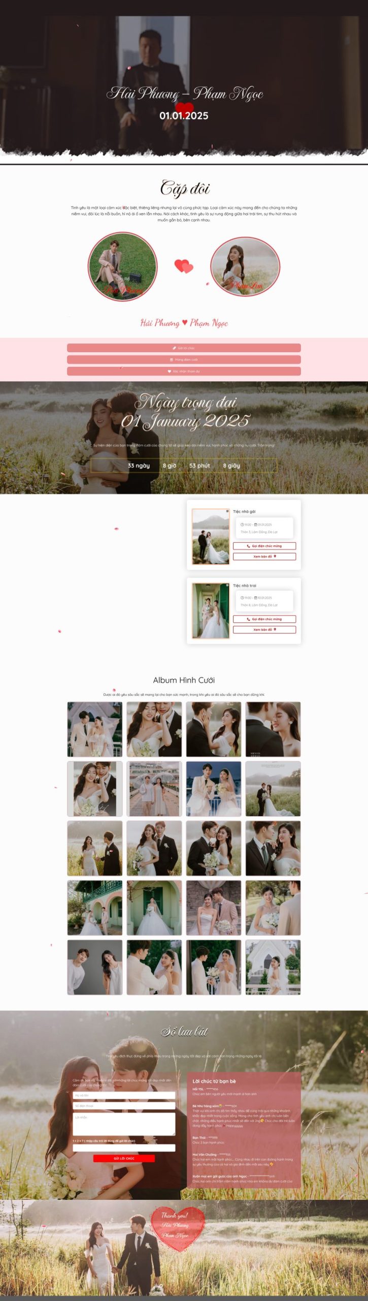 Thiết Kế Website Thiệp Cưới Có Chức Năng Lưu Bút